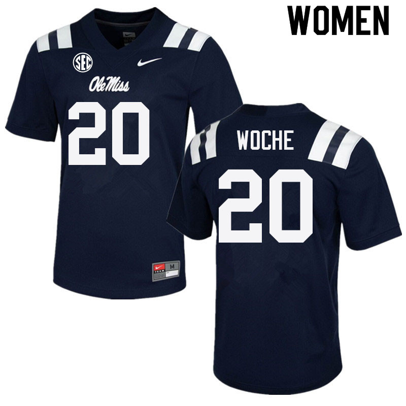 Jack Woche Ole Miss Rebels NCAA Women's Navy #20 Stitched Limited College Football Jersey ABD1158QS